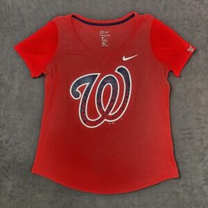 Washington‎ Nationals MLB Nike Shirt Womens Large Red Nats Baseball Tee